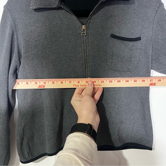 Banana Republic Collared Sweater Jacket Gray with Black Trim Ribbed Size Small - Picture 6 of 11